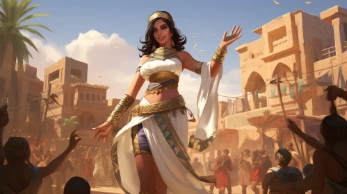 Ancient Egyptian Woman in Market Illustration