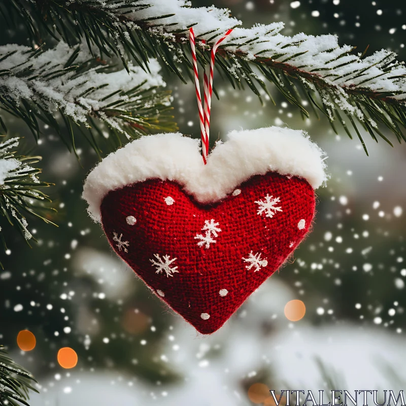 AI ART Christmas Decoration Heart on Pine