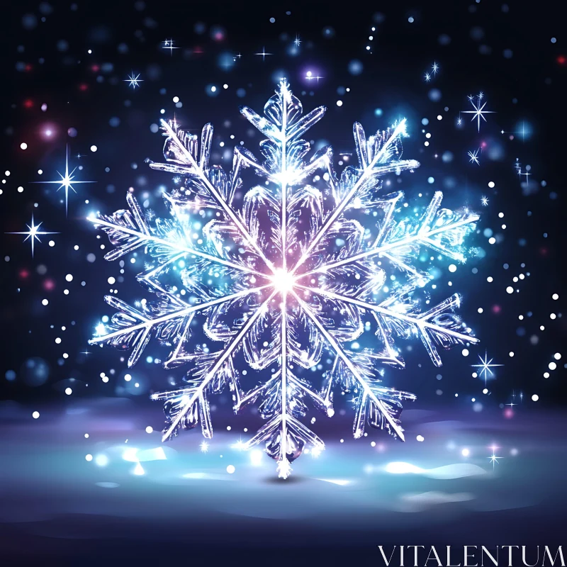 Radiant Snowflake with Dreamy Sparkles AI Image