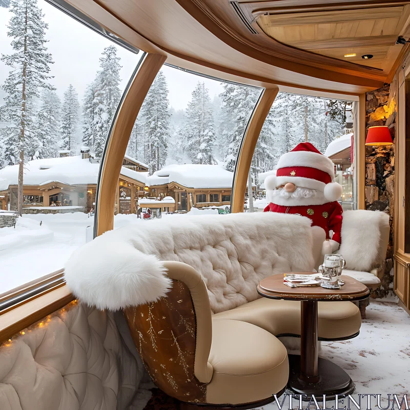 Plush Winter Cabin Interior for Christmas AI Image