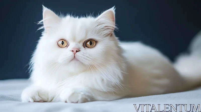 White Feline with Gorgeous Fur AI Image