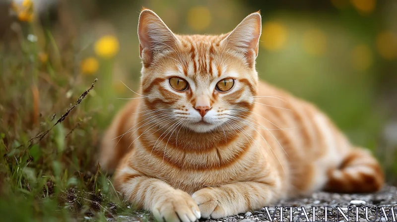 Beautiful Ginger Cat in Outdoor Setting AI Image