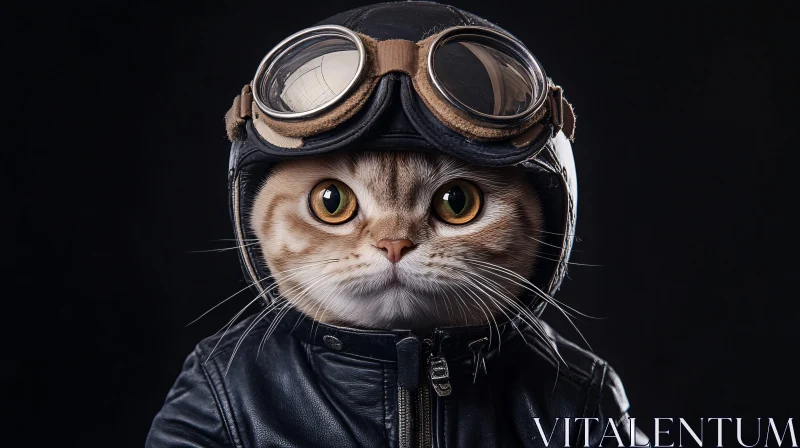 AI ART Vintage Aviator Cat