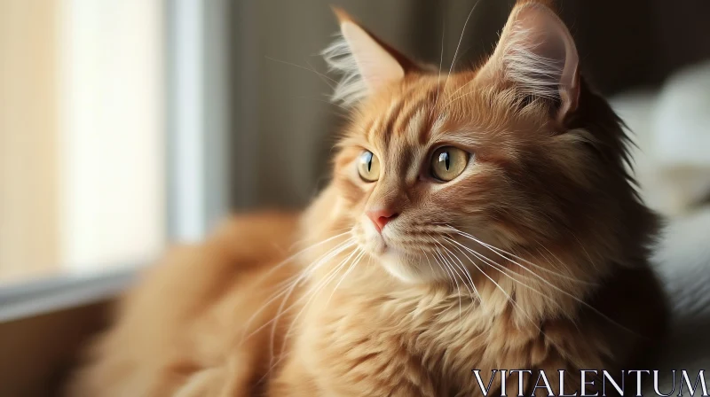 Serene Ginger Cat by the Window AI Image