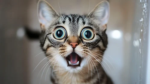 Close-Up of Surprised Cat