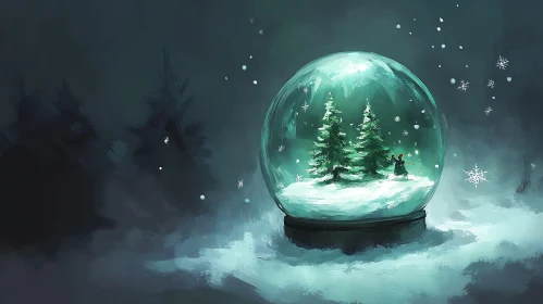 Magical Winter Snow Globe Scene