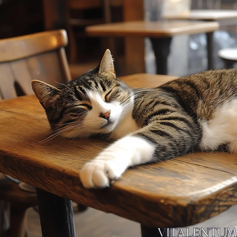 Tranquil Cat Resting Indoors AI Image