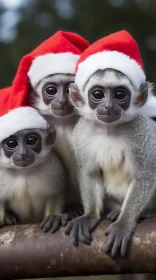 Captivating Christmas-themed Artwork of Squirrel Monkeys in the Congo