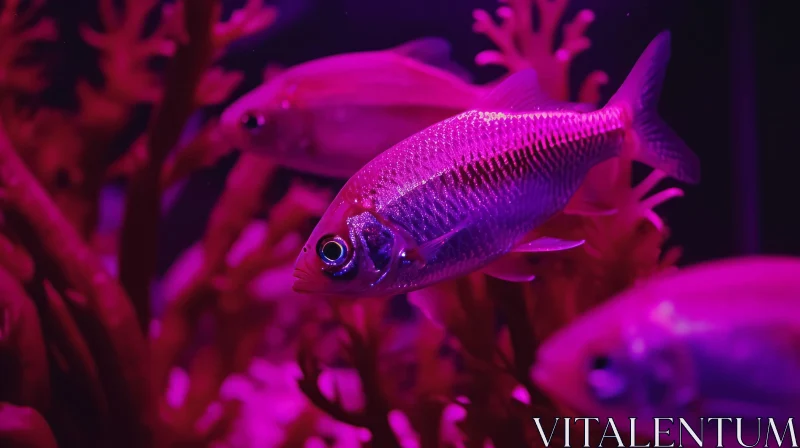 Close-up of a Graceful Purple Fish in a Vibrant Coral Tank AI Image
