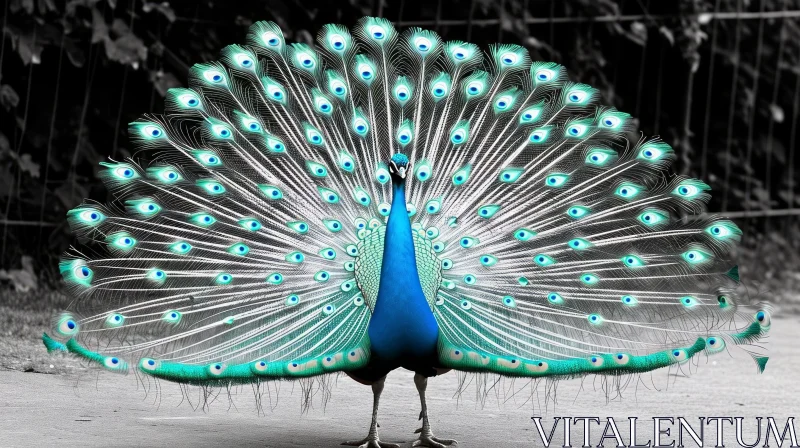 Exquisite Peacock Photograph: Vibrant Feathers in a Fan-Like Display AI Image