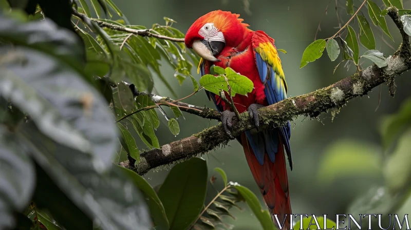 Exquisite Scarlet Macaw in the Lush Rainforest AI Image