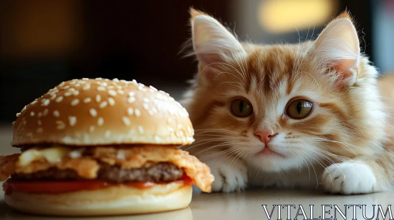 Kitten and Burger AI Image