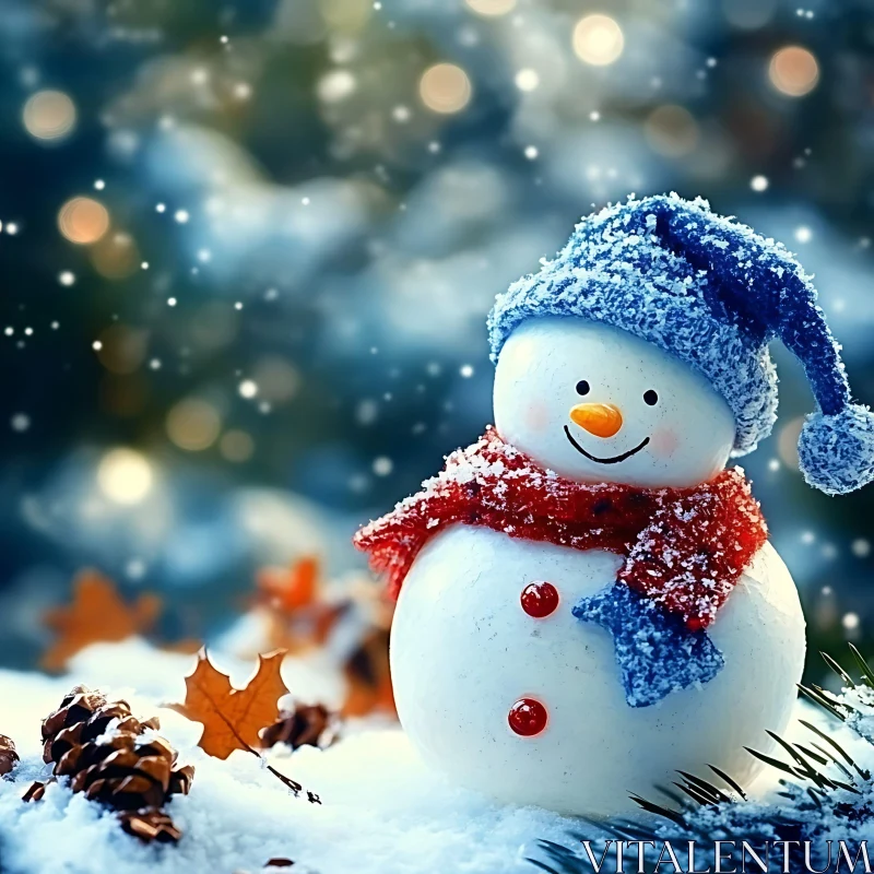 Festive Snowman in a Winter Wonderland AI Image