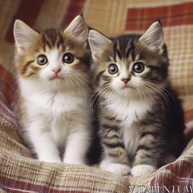 Cute Kittens on a Cozy Blanket AI Image