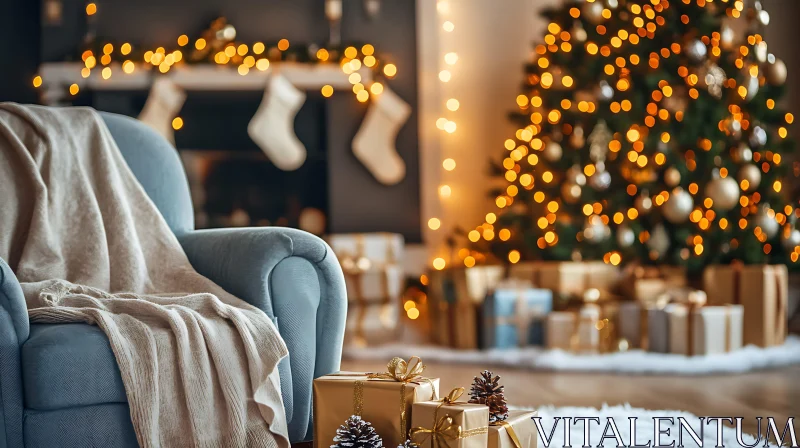 AI ART Festive Holiday Decor in a Warm Living Room