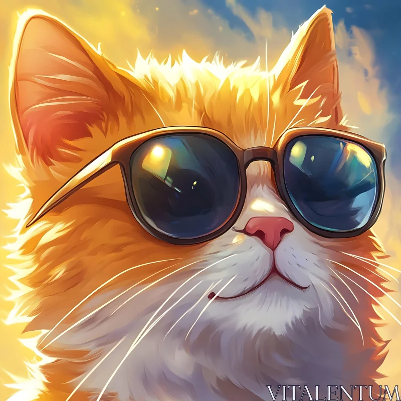 Stylish Feline with Sunglasses AI Image