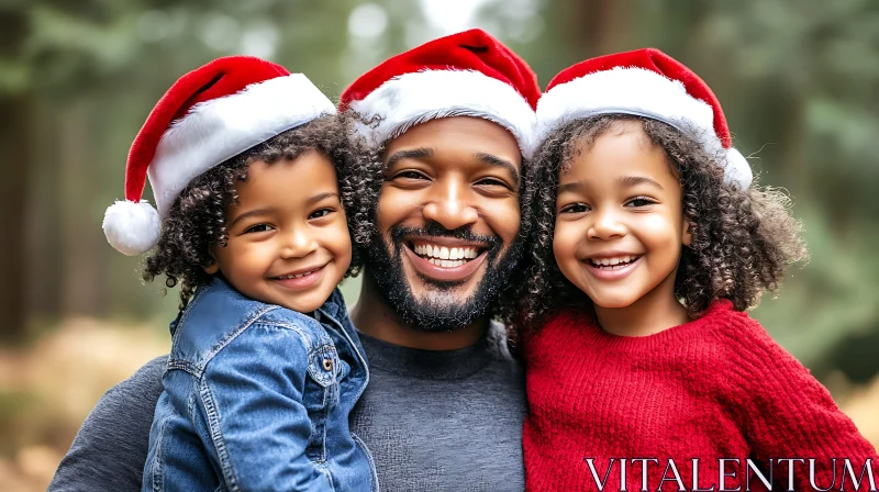 Happy Family Celebrating Christmas Outdoors AI Image