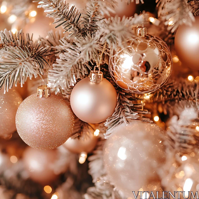 Holiday Decorations on Christmas Tree AI Image