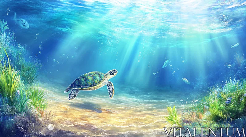 AI ART Serene Ocean Life with Sea Turtle