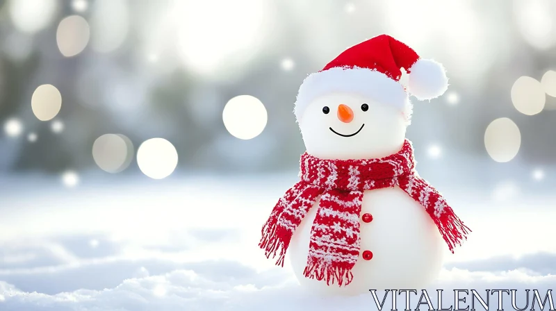 Festive Snowman in Winter Wonderland AI Image