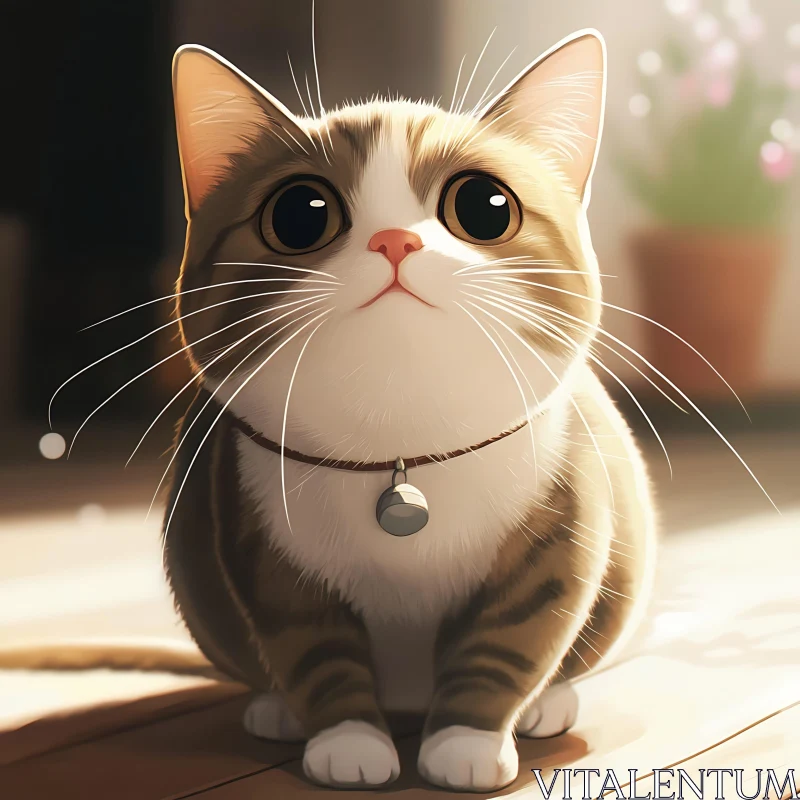 Cute Kitten with Collar and Big Eyes AI Image