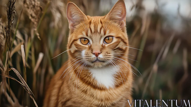 Ginger Cat in Natural Setting AI Image