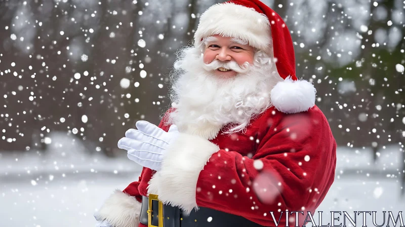 Jolly Santa Claus with Snowflakes AI Image