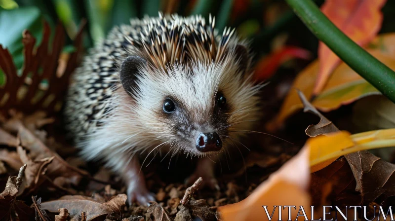 Enchanting Autumn Encounter: Hedgehog in Focus AI Image