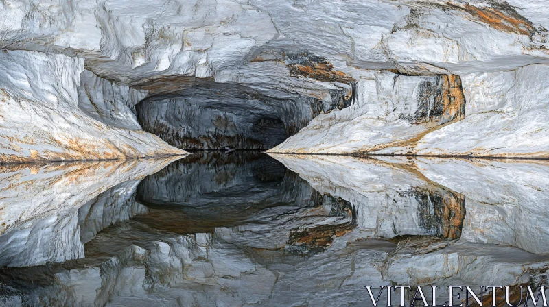 AI ART Mirrored Cave Reflections in Serene Waters