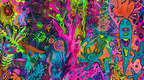 Psychedelic Creatures in Surreal Digital Painting