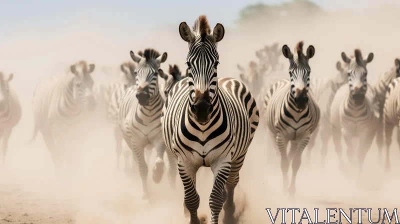 Zebras Running in African Savanna AI Image