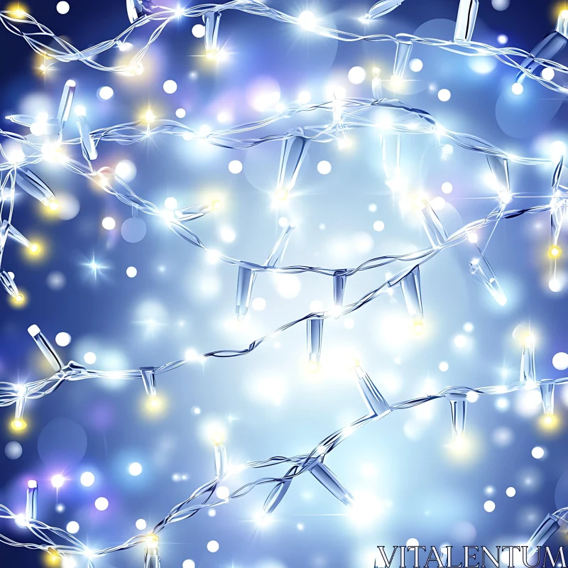 Twinkling Christmas Lights with Bokeh Background AI Image