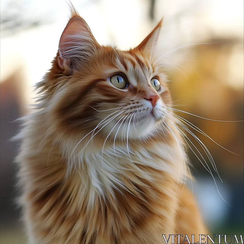 Thoughtful Ginger Cat Close-Up AI Image