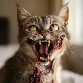 Sinister Feline with Zombie Features