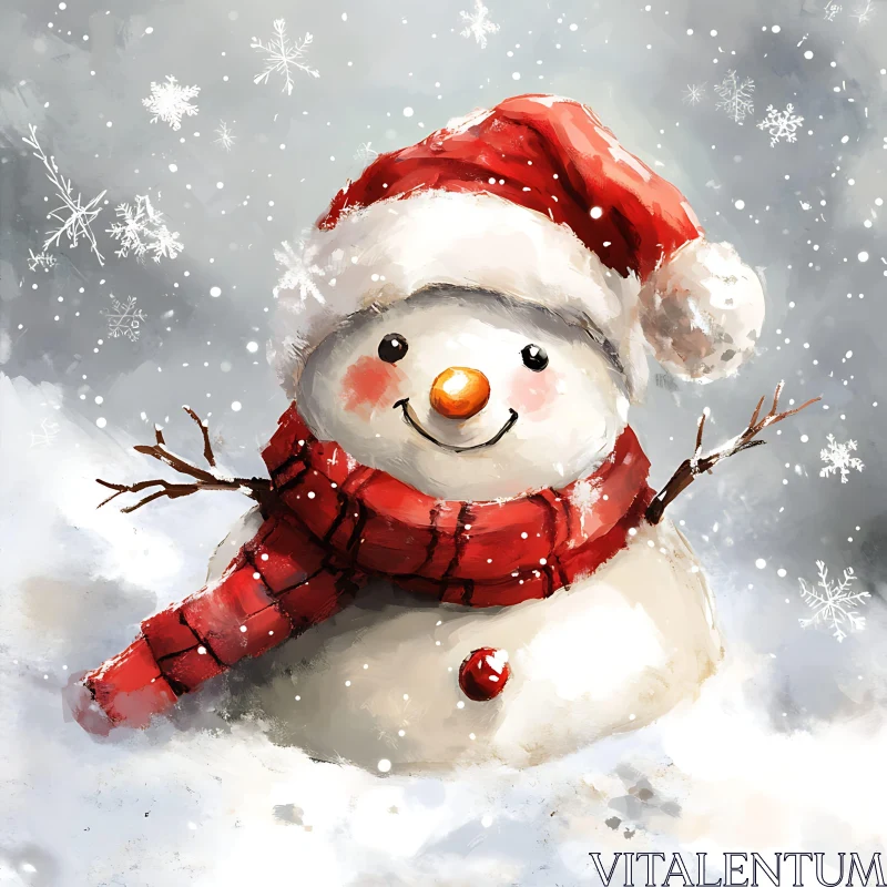 AI ART Festive Snowman with Carrot Nose