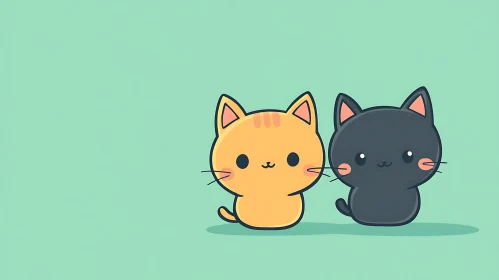 Adorable Cats Cartoon Drawing