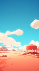 Captivating Desert Landscape with Red Tent and Pink Clouds | Architectural Illustrator
