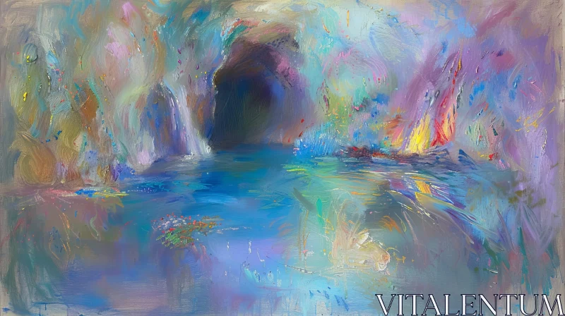 Dynamic Abstract Painting with Vibrant Colors and Textured Depth AI Image