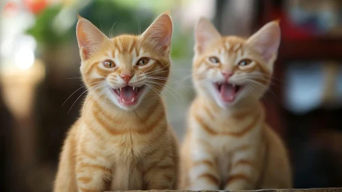 Playful Orange Tabby Kittens Smiling Brightly