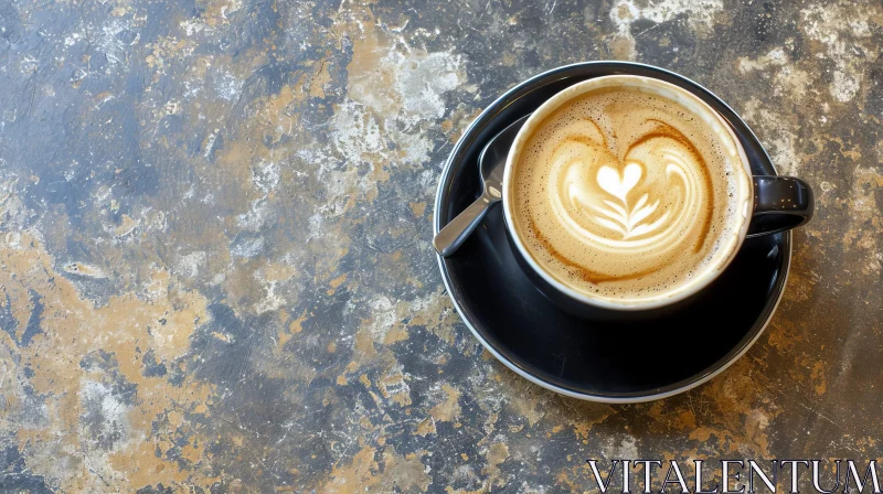 Exquisite Latte Art: A Captivating Photo of a Heart-Shaped Foam Design AI Image