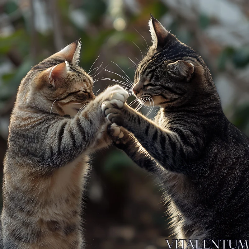 Cats Playing Outdoors AI Image