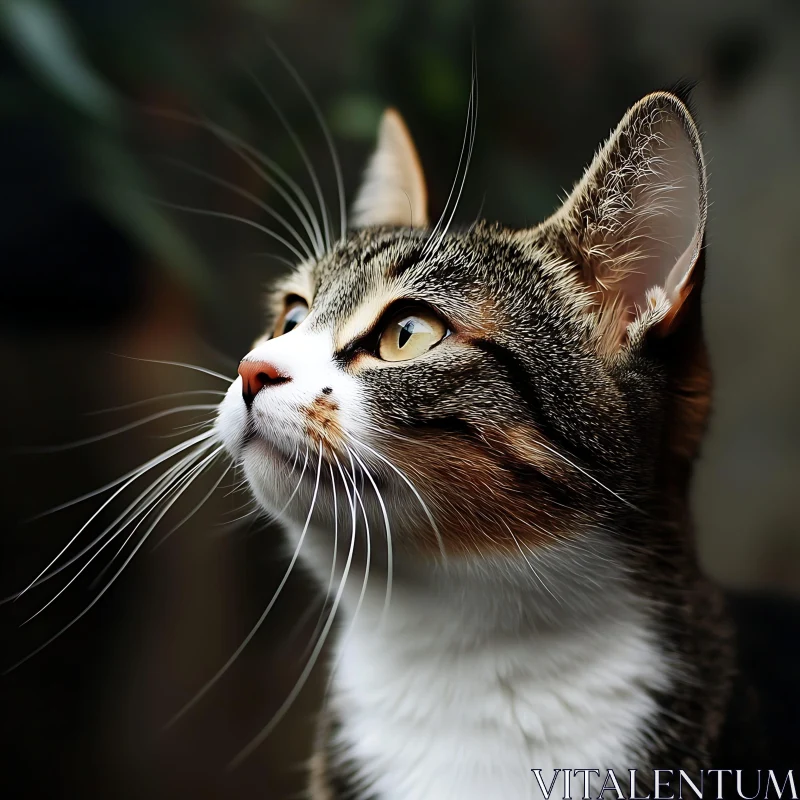 Detailed Cat Portrait Highlighting Whiskers AI Image