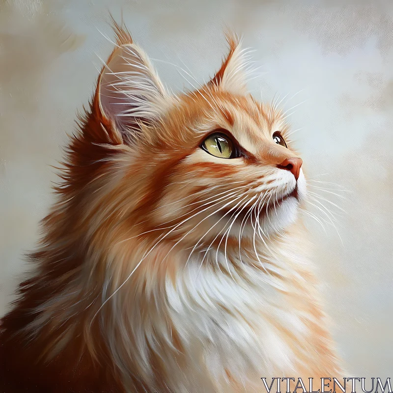 Ginger Cat Portrait with Green Eyes and Whiskers AI Image