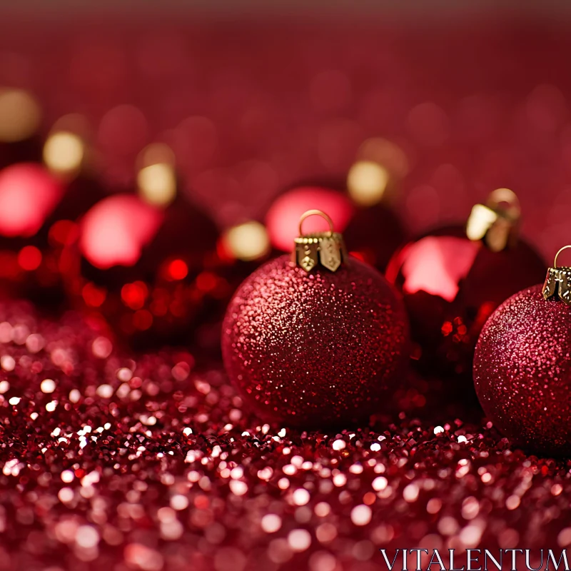 Festive Red Christmas Decorations AI Image