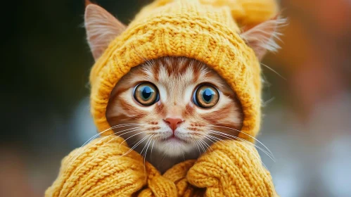 Cute Kitten in Yellow Hat