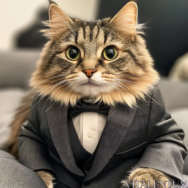 Charming Cat in a Formal Suit AI Image