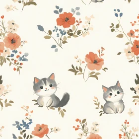 Whimsical Cat and Flower Design