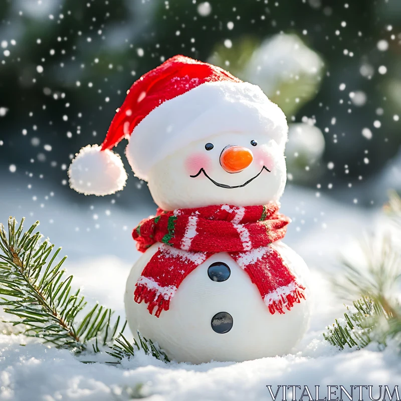 Festive Snowman in Christmas Attire AI Image