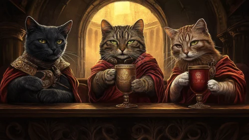 Noble Cats in Medieval Attire