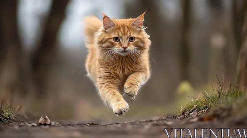 Focused Ginger Cat in Motion AI Image